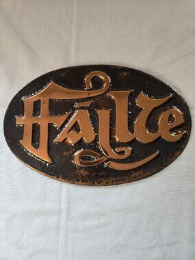 Failte (Welcome) Celtic Irish Copper Metal Hanging Plaque Oval